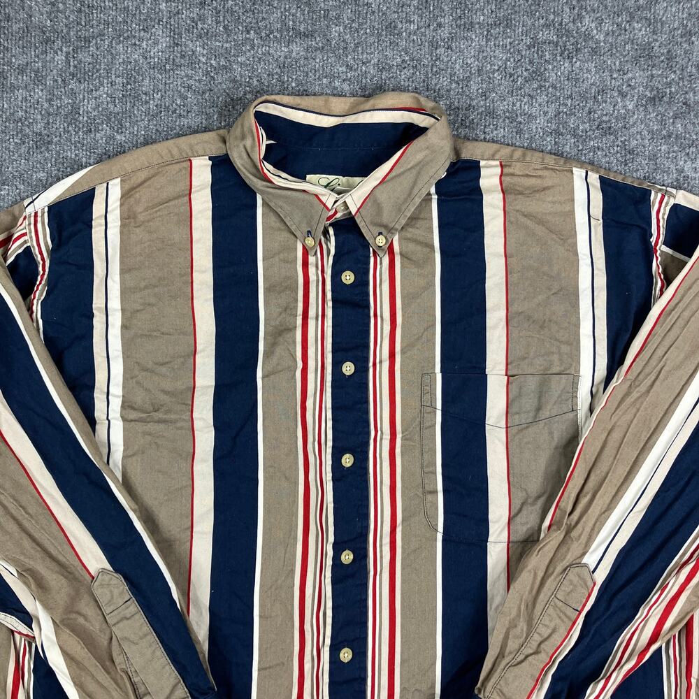 Links Edition Shirt Mens XL Multicolor Stripe Button Down Long Sleeve Casual